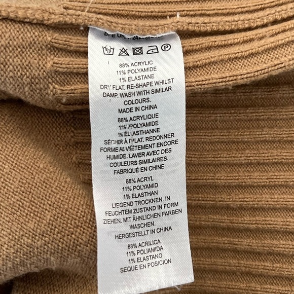 French  Connection/ White, grey & tan/ Mock turtleneck knit sweater/ Size US L - Picture 8 of 10